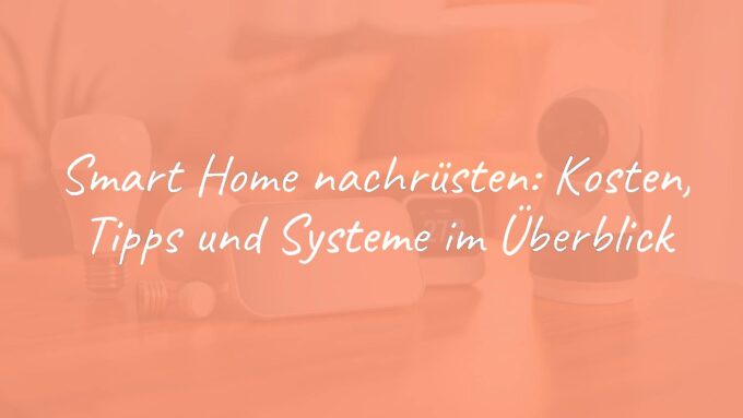 A modern smart home setup with connected devices like smart bulbs, thermostat, and security camera, placed on a wooden table, cozy lighting, realistic.